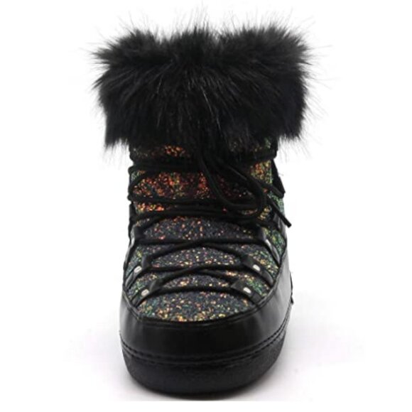 POLAR SNOW ANGEL LACE UP FUR MOON BOOTS-BLACK  ( BRAND NEW !!!) - Picture 5 of 8